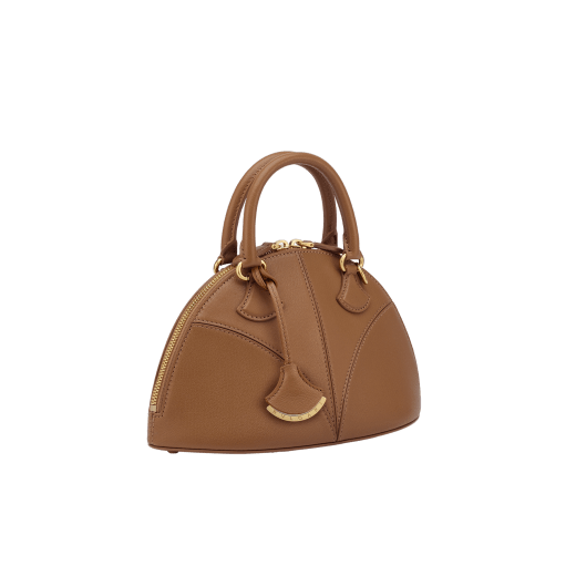Marquise small top handle bag in black goat leather with black nappa leather lining and zipped closure. Detachable signature black goat leather charm with mirror. DAS-001-1325S image 2