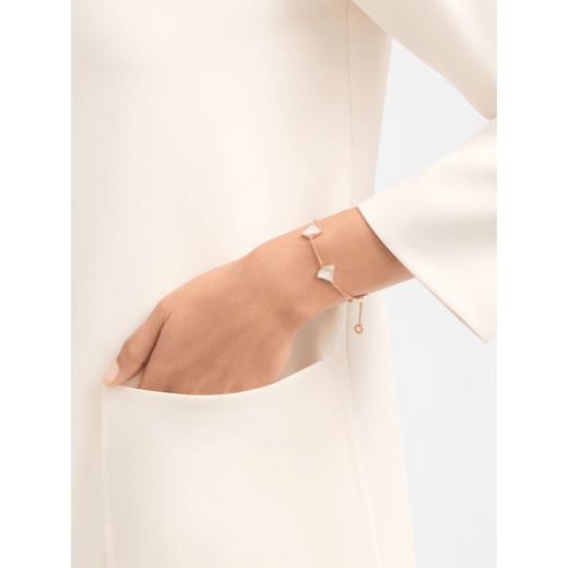 Divas' Dream 18 kt rose gold soft bracelet set with white mother-of-pearl elements BR860954 image 1