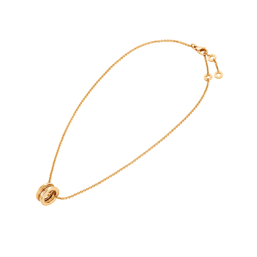 B.zero1 necklace with 18 kt yellow gold pendant set with demi-pavé diamonds on the edges and 18 kt yellow gold chain 359386 image 2