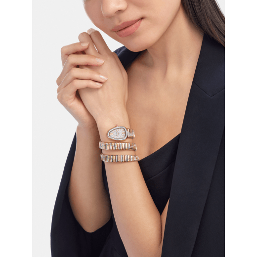 Serpenti Tubogas Infiniti 雙螺旋腕錶，18K 玫瑰金、黃金和白金材質，鑲飾鑽石，錶盤飾以全密鑲鑽石。防水深度 30 公尺。 104096 image 1
