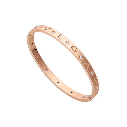 BVLGARI BVLGARI 18 kt rose gold bangle bracelet set with twelve diamonds. BR858007 image 1