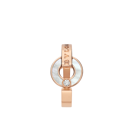 BVLGARI BVLGARI Openwork 18 kt rose gold ring set with mother-of-pearl elements and a round brilliant-cut diamond AN858947 image 2