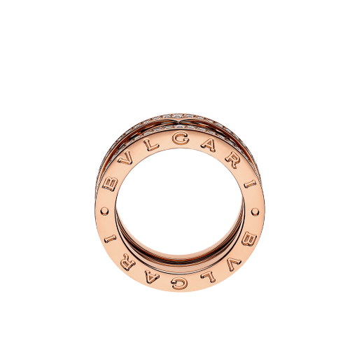 ビー・ゼロワン ロック 2バンド リング。18Kピンクゴールド製。スタッズ付きスパイラル。エッジにパヴェダイヤモンドをあしらいました。 AN859833 image 2