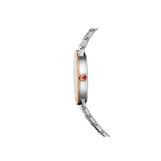 BVLGARI BVLGARI LADY watch with stainless steel case, 18 kt rose gold bezel engraved with double logo, white mother-of-pearl dial and 18 kt rose gold and stainless steel bracelet 102925 image 2