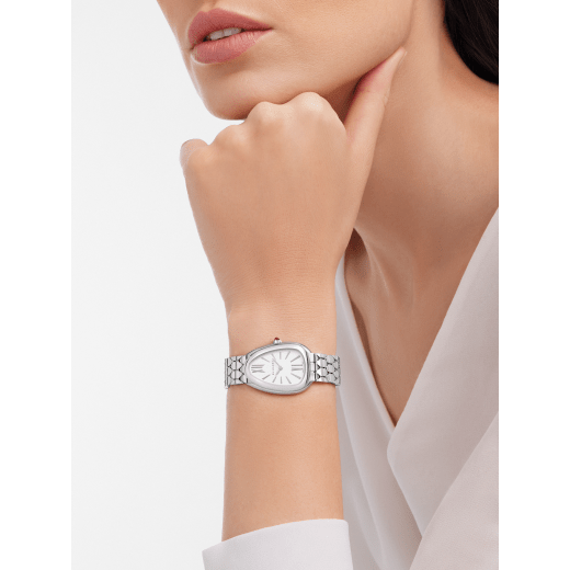 Serpenti Seduttori watch with stainless steel case, stainless steel bracelet and a white silver opaline dial. 103937 image 1