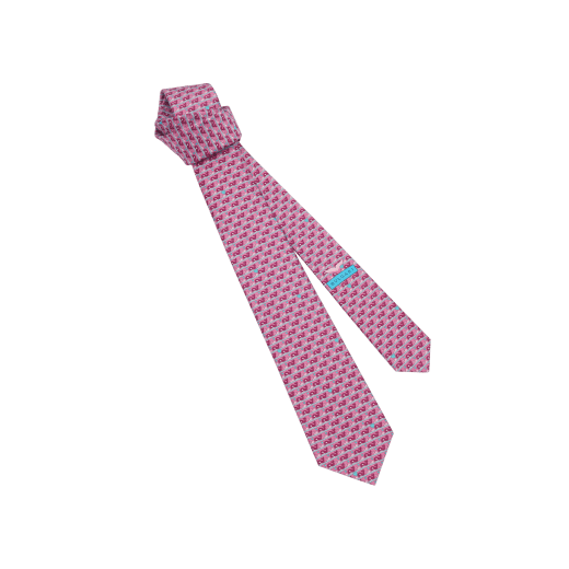 Siebenfach gefaltete Dad Party Krawatte aus feiner bedruckter Saglione-Seide in Mandarine. DADPARTY image 1