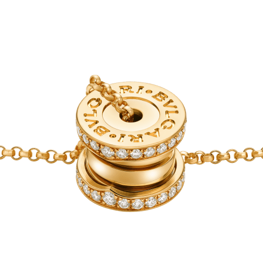 B.zero1 necklace with 18 kt yellow gold chain and 18 kt yellow gold pendant set with pavé diamonds on the edges. 362345 image 3