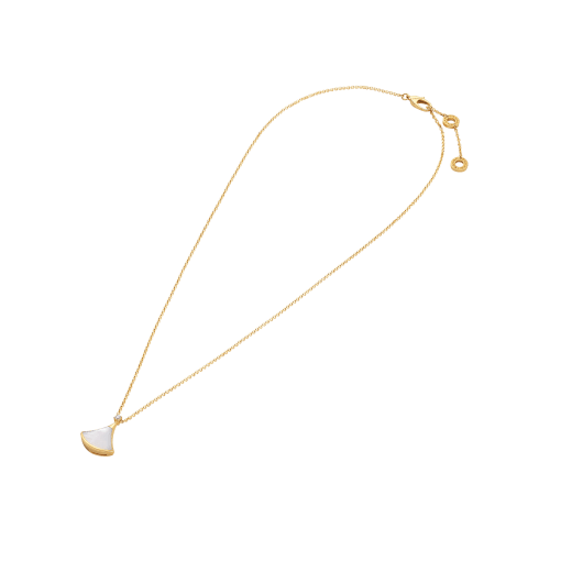 DIVAS' DREAM 18 kt yellow gold necklace with pendant set with one diamond and mother-of-pearl element 360443 image 2