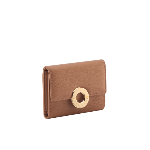 Bvlgari Roma compact yen wallet in black soft drummed calf leather with black nappa leather interior. Iconic gold-plated brass clip engraved with the Bvlgari logo, and folded closure. BVR-YENCOMPACT image 1