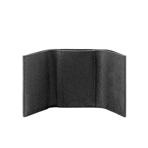 Bvlgari Clip slim compact wallet in cobalt tourmaline blue grain calf leather with Mediterranean lapis blue grain calf leather interior and edges. Iconic palladium-plated brass clip and folded closure. BCM-SLIMCOMPACTa image 2
