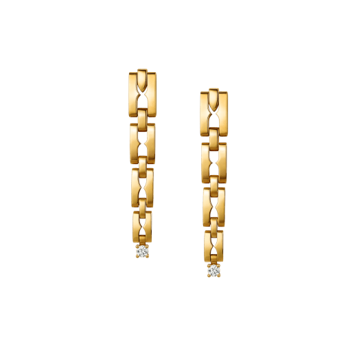 Orecchini pendenti B.zero1 Rock Chain in oro giallo 18 kt con due diamanti taglio brillante. 361955 image 1