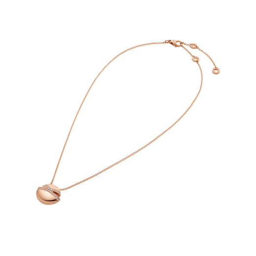 Bvlgari Cabochon 18 kt rose gold necklace set with demi pavé diamonds 361447 image 2