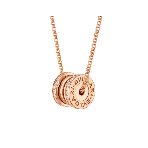 B.zero1 necklace with 18 kt rose gold chain and 18 kt rose gold pendant set with pavé diamonds on the edges. 362344 image 1