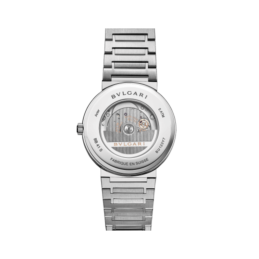 BULGARI BULGARI watch with mechanical manufacture movement, automatic winding and date, stainless steel case and bracelet, and blue dial. 103720 image 3