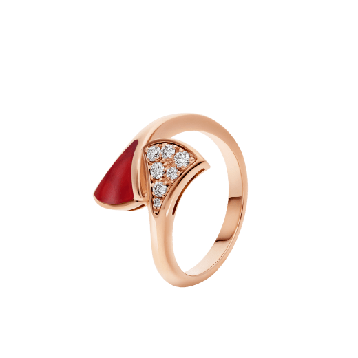 DIVAS' DREAM Ring aus 18 Karat Roségold mit Karneol-Element und Diamant-Pavé AN858645 image 1