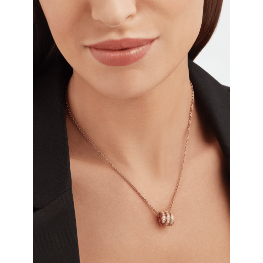 Serpenti Viper pendant necklace in 18 kt rose gold set with pavé diamonds 357795 image 1