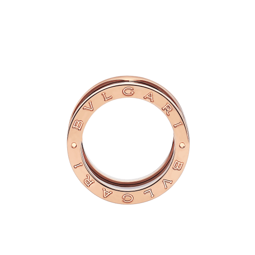 Anillo B.zero1 de cuatro bandas con dos aros en oro rosa de 18 qt y una espiral de cerámica negra. B-zero1-4-bands-AN855563 image 2