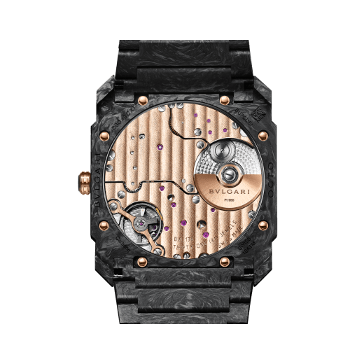 Octo Finissimo CarbonGold Automatic watch in carbon with mechanical manufacture ultra-thin movement, automatic winding, carbon dial, with gold-coloured hands and indexes. Water resistant up to 100 metres 103779 image 4