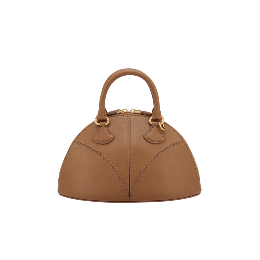 Marquise small top handle bag in black goat leather with black nappa leather lining and zipped closure. Detachable signature black goat leather charm with mirror. DAS-001-1325S image 3