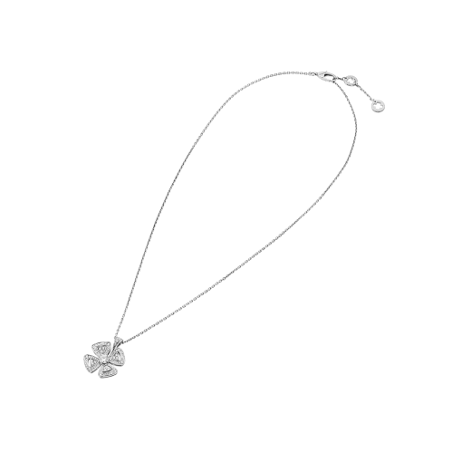 Fiorever 18 kt white gold necklace set with a central diamond and pavé diamonds. 354496 image 2