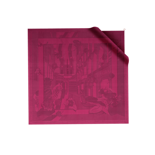 شال «سوليد ووندرز» من الحرير الجاكار بلون ترولي تورمالين الفوشيا. مصنوع من الحرير بنسبة 100%. SOLIDWONDERS image 1