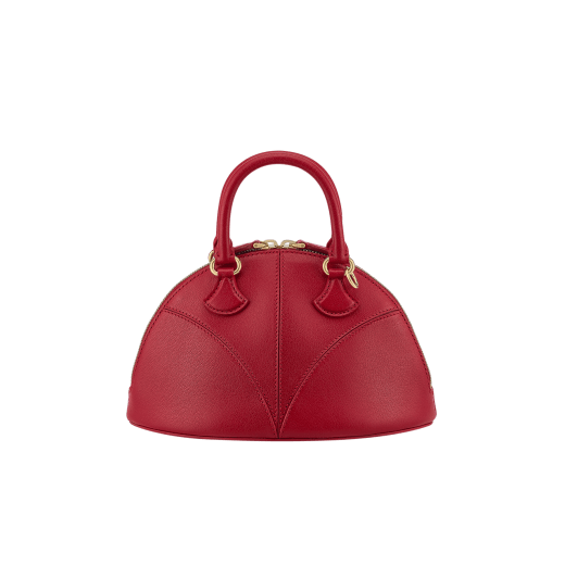 Marquise small top handle bag in black goat leather with black nappa leather lining and zipped closure. Detachable signature black goat leather charm with mirror. DAS-001-1325S image 3