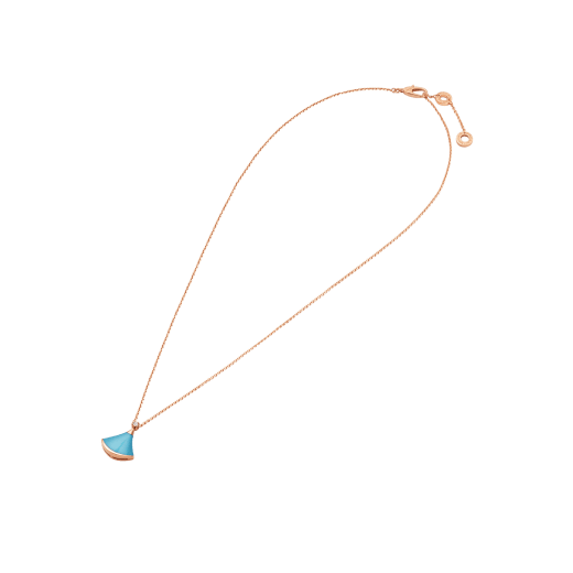 DIVAS' DREAM necklace in 18 kt rose gold with pendant set with turquoise and one diamond. 350584 image 2