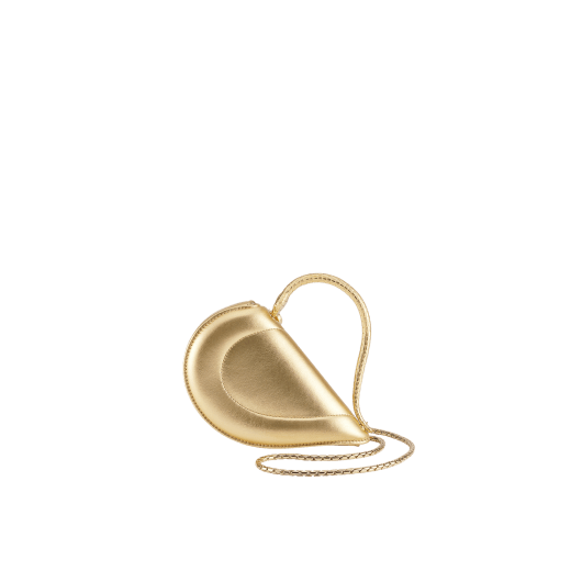Serpenti Cuoricino mini top handle bag in royal ruby calf leather with royal ruby nappa leather lining. Captivating snake body-shaped top handle in gold-plated brass embellished with engraved scales; press-button closure. SRN-Cuoricino-1366XS image 1