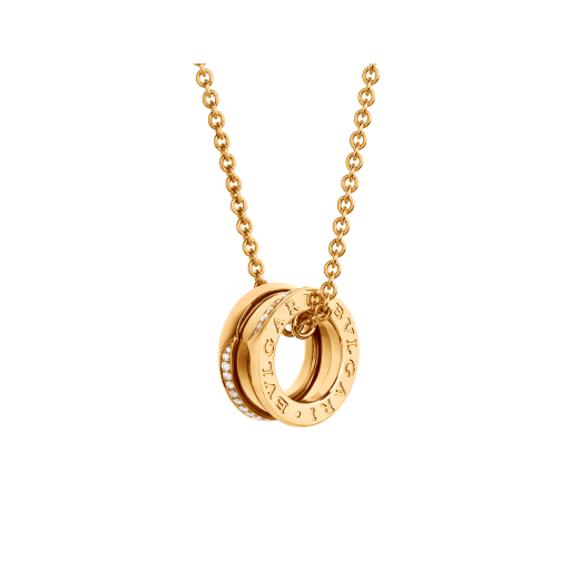 B.zero1 necklace with 18 kt yellow gold pendant set with demi-pavé diamonds on the edges and 18 kt yellow gold chain 359386 image 1