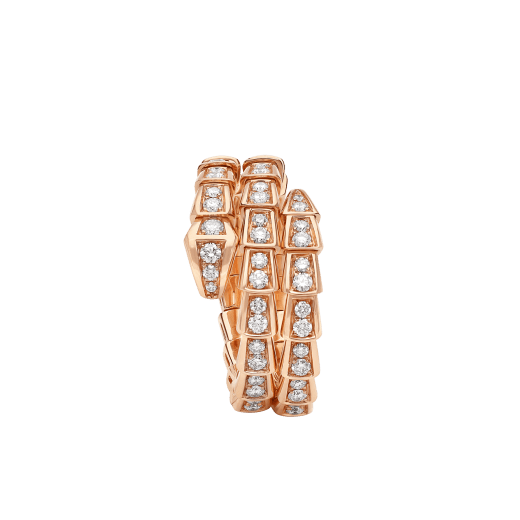 خاتم "سيربنتي فايبر" ثنائي اللفات من الذهب الوردي عيار 18 قيراطاً، مرصع بالألماس المرصوف AN858794 image 2