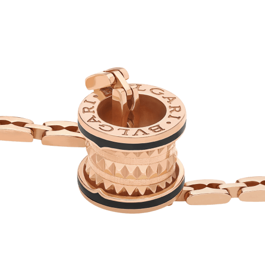 B.zero1 Rock 18 kt rose gold pendant necklace with studded spiral and black ceramic inserts on the edges 358224 image 3