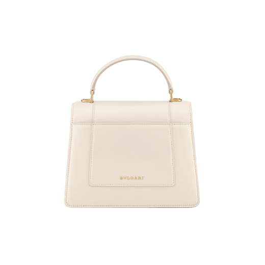Serpenti Forever medium top handle bag in emerald green calf leather with black nappa leather lining. Captivating snakehead magnetic closure in light gold-plated brass embellished with deep jade intense green enamel and light gold-plated brass scales, and black onyx eyes. SEA-1282-CL image 2