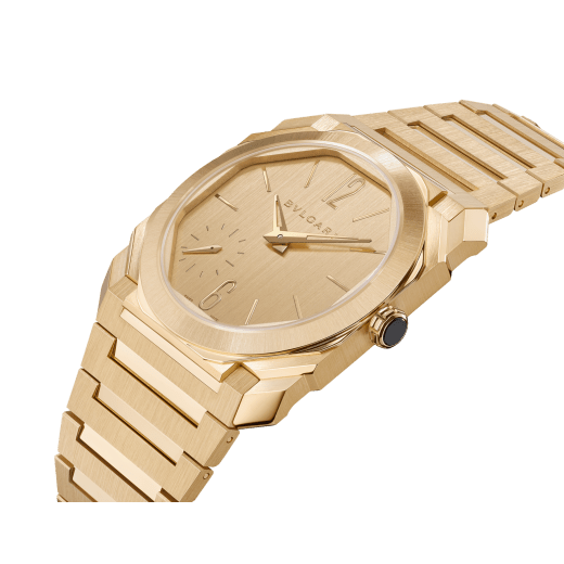Octo Finissimo Automatic watch in satin-polished 18 kt yellow gold case and bracelet with extra thin mechanical manufacture movement, automatic winding, small seconds and 18 kt yellow gold dial. Water-resistant up to 30 metres. 104120 image 2