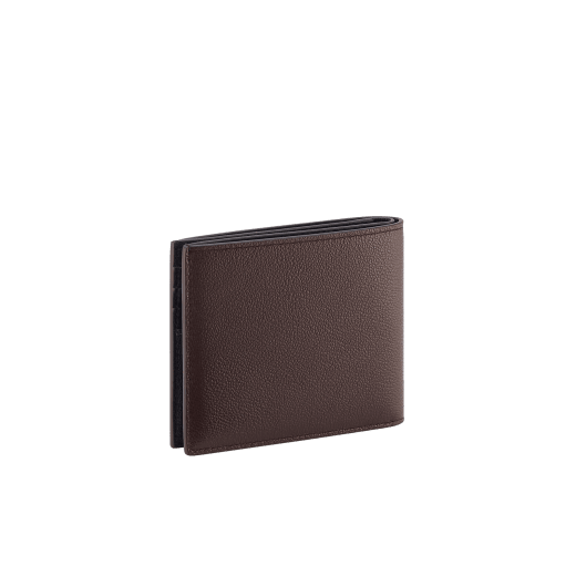 Bvlgari Bvlgari Man hipster compact wallet in Urban grained calf leather in forest green on the outside and emerald green on the inside. Iconic dark ruthenium-plated brass embellishment in matte forest green enamel and folded closure. BBM-WLT2FASYMc image 3