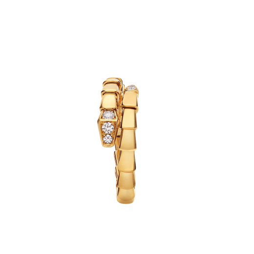 Serpenti Viper one-coil 18 kt yellow gold ring set with pavé diamonds on the head and tail AN859916 image 2