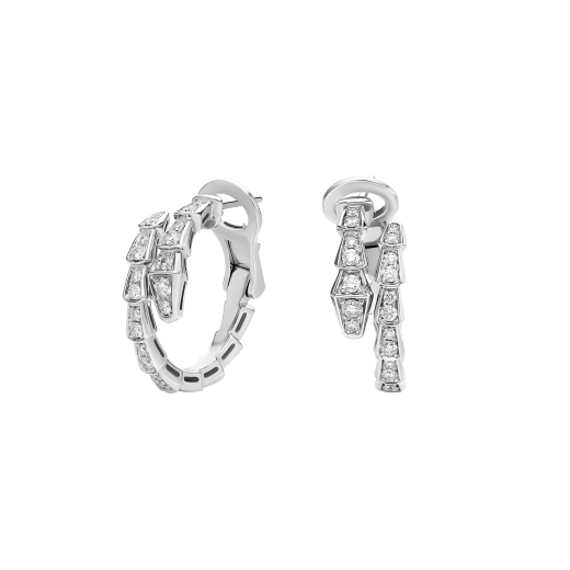 Serpenti Viper 18 kt white gold earrings set with pavé diamonds. 358360 image 1