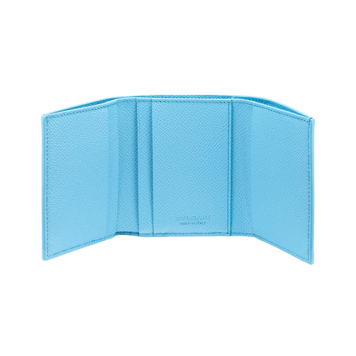 "Bvlgari Clip" slim compact wallet in Denim Sapphire blue and Aegean Topaz light blue grained calfskin. Iconic logo clip closure in palladium-plated brass 290669 image 2
