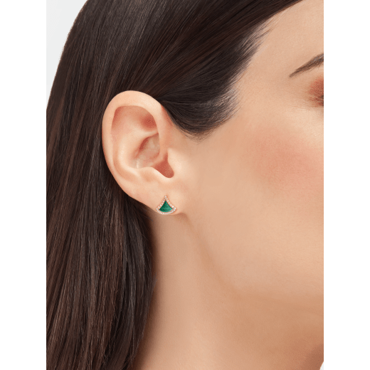 Divas' Dream stud earrings in 18 kt rose gold set with malachite inserts and pavé diamonds. 359018 image 1
