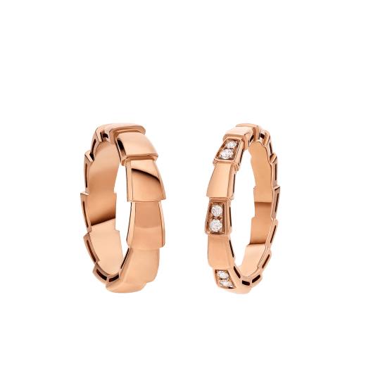 Serpenti Viper band ring in 18 kt rose gold set with demi pavé diamonds (0.25 ct). AN857896 image 3