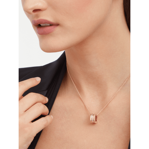 B.zero1 Design Legend necklace with 18 kt rose gold pendant set with pavé diamonds on the spiral and 18 kt rose gold chain 355060 image 3