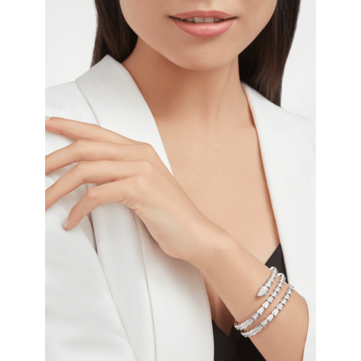 Serpenti Viper two-coil 18 kt white gold bracelet set with pavé diamonds BR858795 image 1