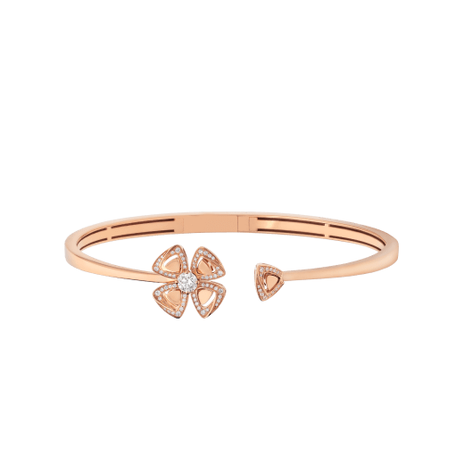 Fiorever 18 kt rose gold bracelet set with a central diamond and pavé diamonds. BR858672 image 2