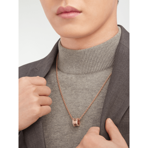 B.zero1 pendant necklace in 18 kt rose gold set with pavé diamonds 358346 image 6