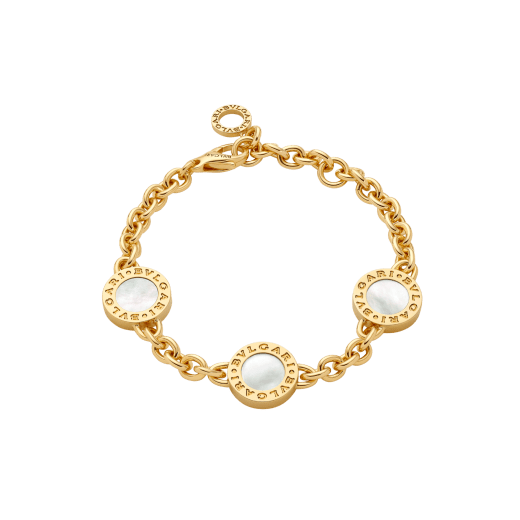 Bvlgari Bvlgari 18 kt yellow gold soft bracelet set with mother-of-pearl and onyx elements BR860463 image 4