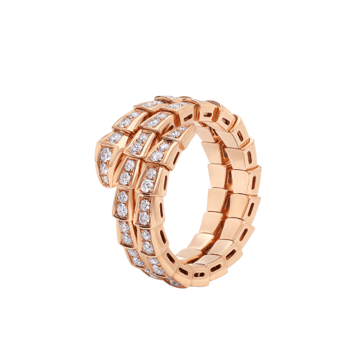 Serpenti Viper two-coil 18 kt rose gold ring set with pavé diamonds AN858794 image 1