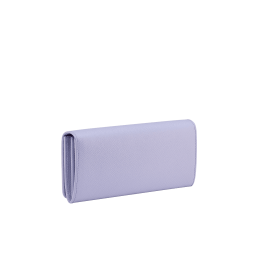 BULGARI BULGARI Japan Exclusive large wallet in taupe quartz light brown soft drummed calf leather with crystal rose nappa leather interior. Iconic light gold-plated brass clip with flap closure. 579-WLT-SLI-POC-CLb image 3