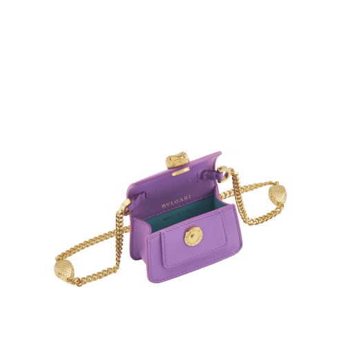 Serpenti Forever micro bag in gold calf leather. Captivating snakehead closure in light gold-plated brass embellished with red enamel eyes. SEA-NANOCROSSBODY image 2