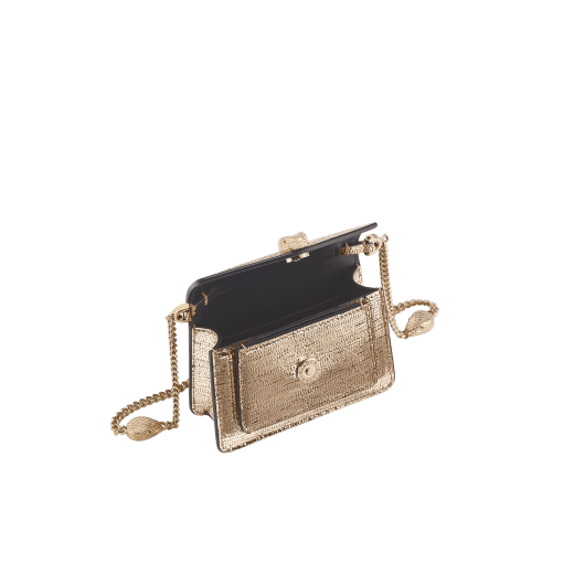 Serpenti Forever micro bag in amaranth garnet red calf leather. Captivating snakehead closure in light gold-plated brass embellished with red enamel eyes. SEA-MICROXBODY image 2