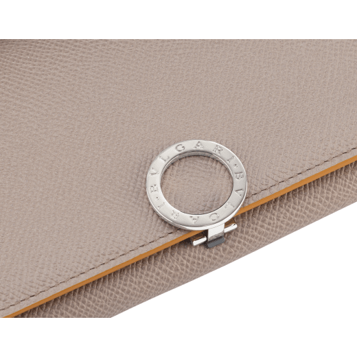 Bulgari Clip large wallet in fudge amethyst brown grain calf leather with butter onyx beige grain calf leather interior and butter onyx beige edges. Iconic palladium-plated brass clip and folded closure. BCM-WLT-SLI-POC-Cla image 4