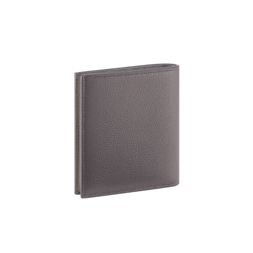 Bvlgari Bvlgari Man small bifold wallet in Urban grained calf leather, dark grey on the outside and foggy opal on the inside. Iconic dark ruthenium-plated brass embellishment with dark grey enamel, and folded closure. BBM-BIFOLDSASYM image 3